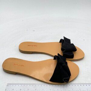 XYD Women's Black Bow Knot Comfy Platform Sandal Shoes Slipper